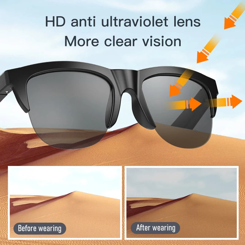 Bluetooth Lenses Man Water Proof Smartglass Stereo Connected Bezel Smartglasses Polarized Men's Sunglasses