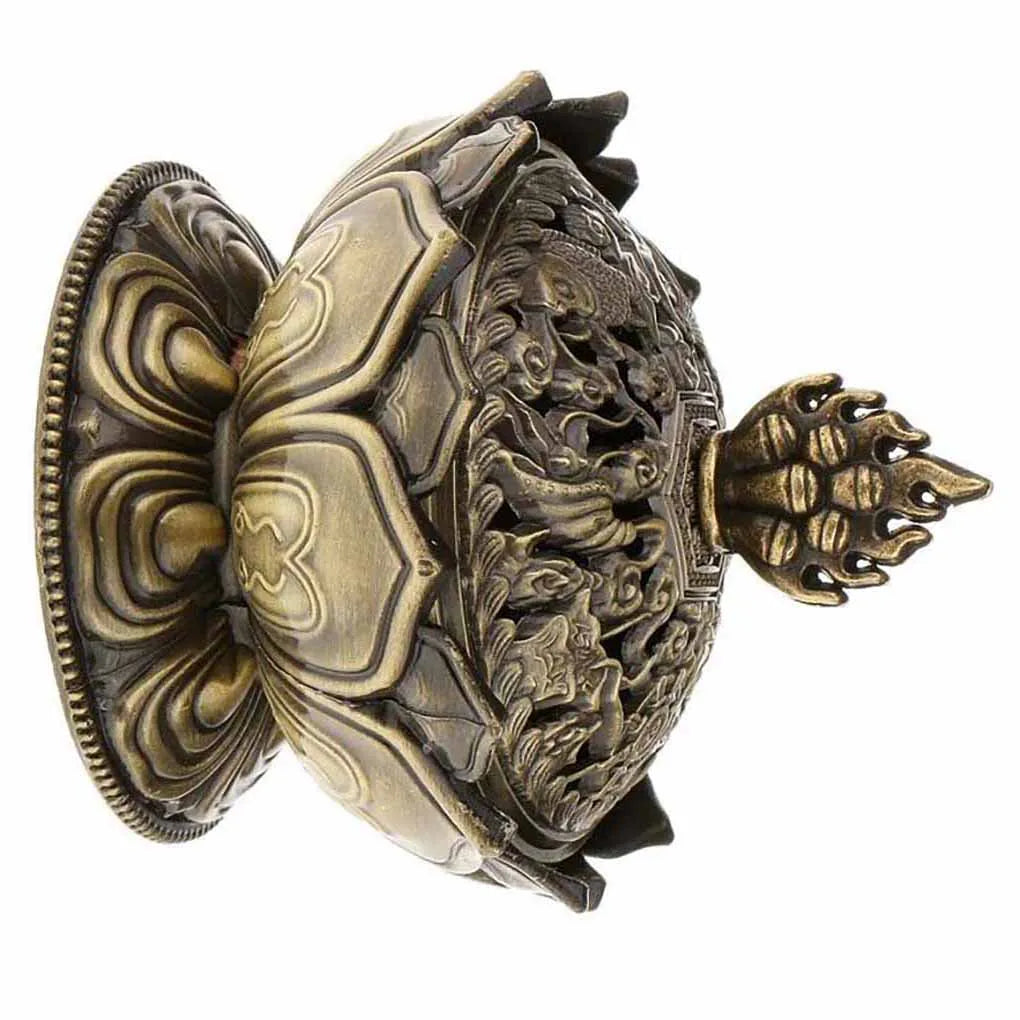 Alloy Incense Burner – Handmade Bronze Flower Aroma Censer for Yoga Studios