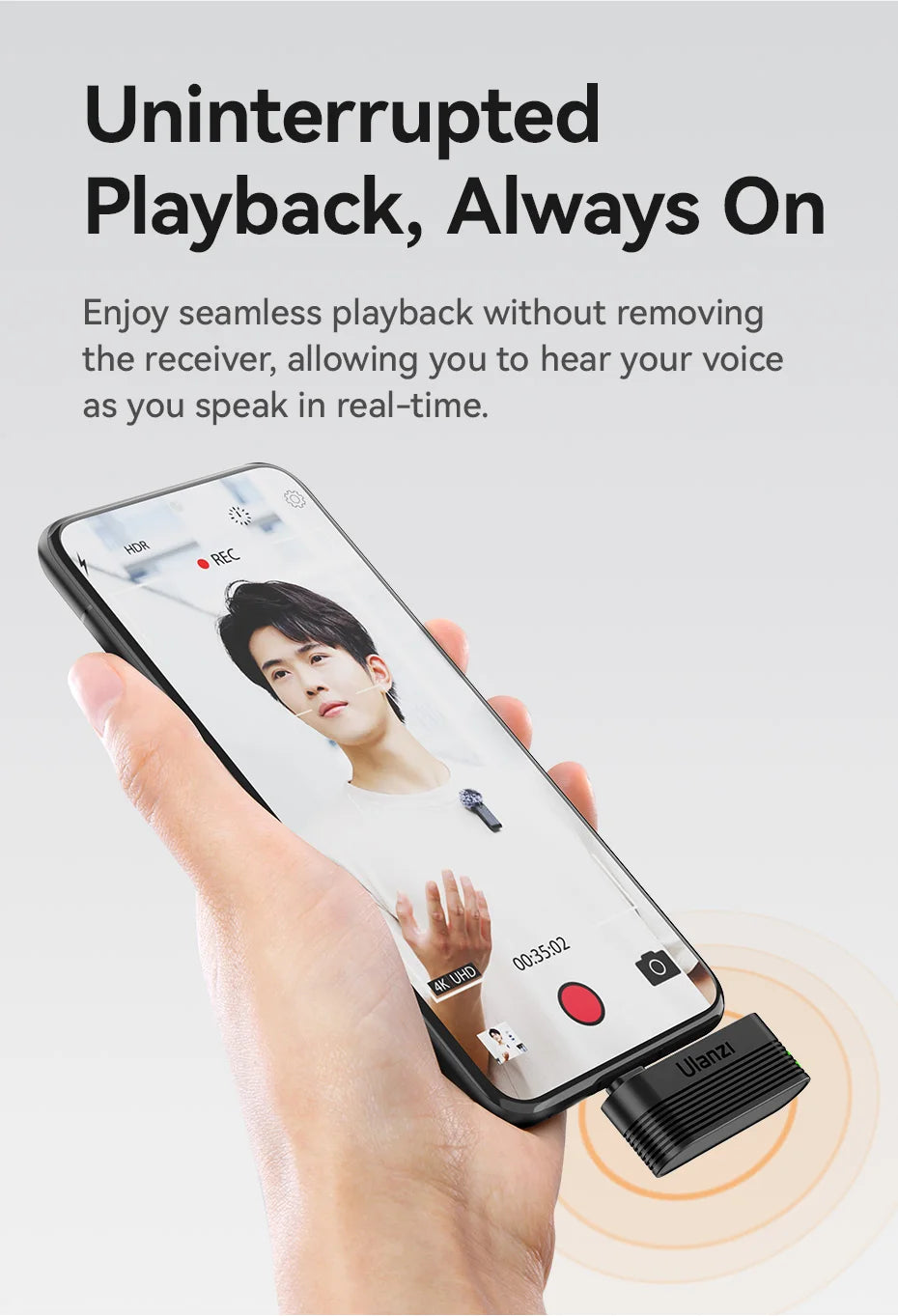 Ulanzi A100 Wireless Lavalier Microphone for iPhone & Camera