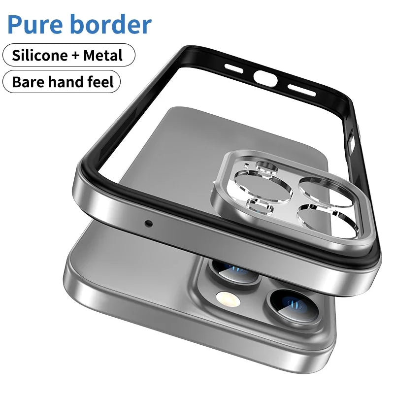 Metal Frame Bumper Case for iPhone 16/15 Pro Max - Shockproof Lens Protection