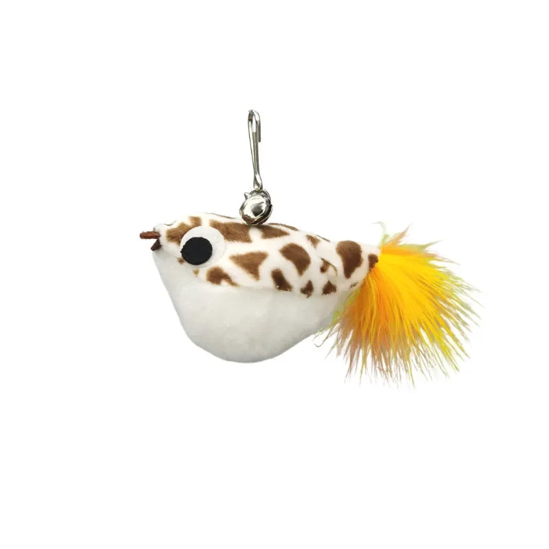 Natural Feather Cat Teaser Replacement Head – Bite-Resistant Toy with Bells