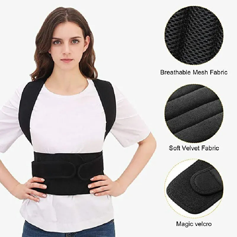 Adjustable Back Posture Corrector for Boys & Girls - Breathable Shoulder & Waist Support Straps for Back Pain Relief