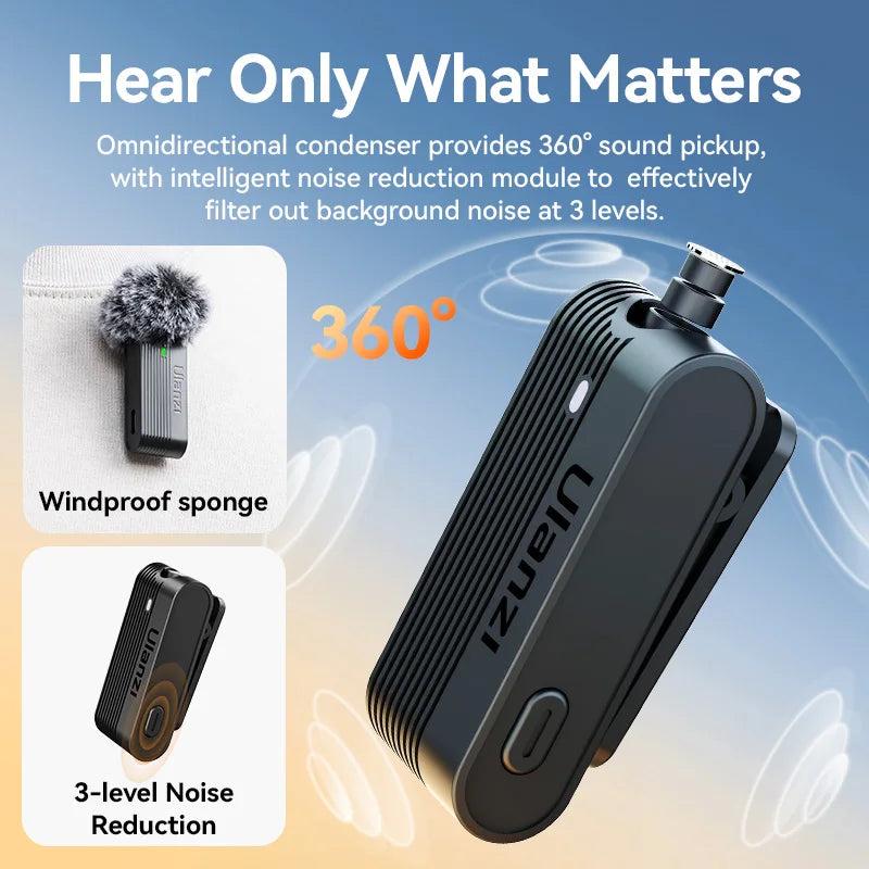 Ulanzi A100 Wireless Lavalier Microphone for iPhone & Camera