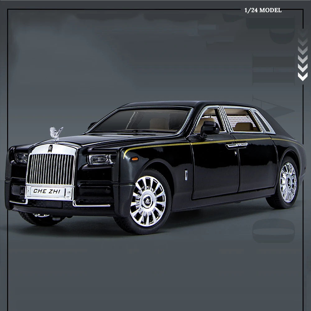 1:24 Rolls Royce Phantom Diecast Model Car – Pull Back Toy with Lights & Music