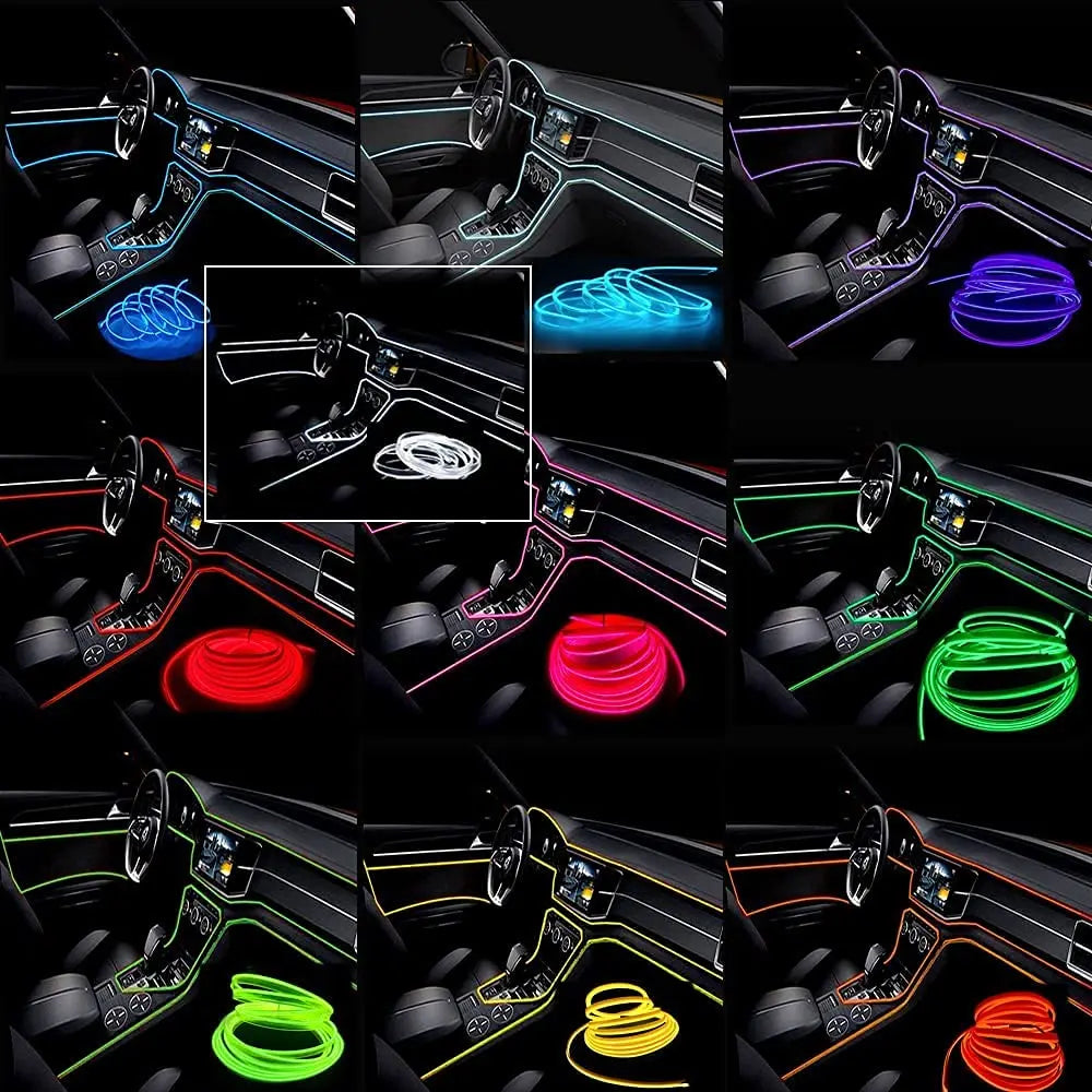5M Car Interior LED Neon Light Strip - USB Ambient Decor for DIY & Parties