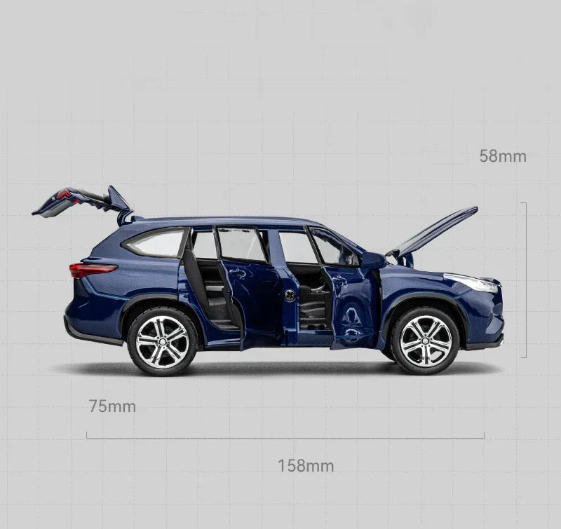 1:32 Toyota Highlander 2023 SUV Diecast Model – Alloy Toy with Sound & Light