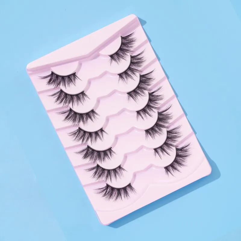 7 Pairs Thick & Slender Half-Eye False Eyelashes – Comfortable Cotton Band
