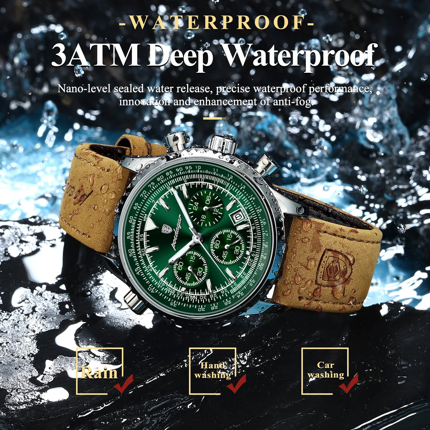 Luxury Waterproof Quartz Chronograph Watch for Men – Luminous Date & Military Style