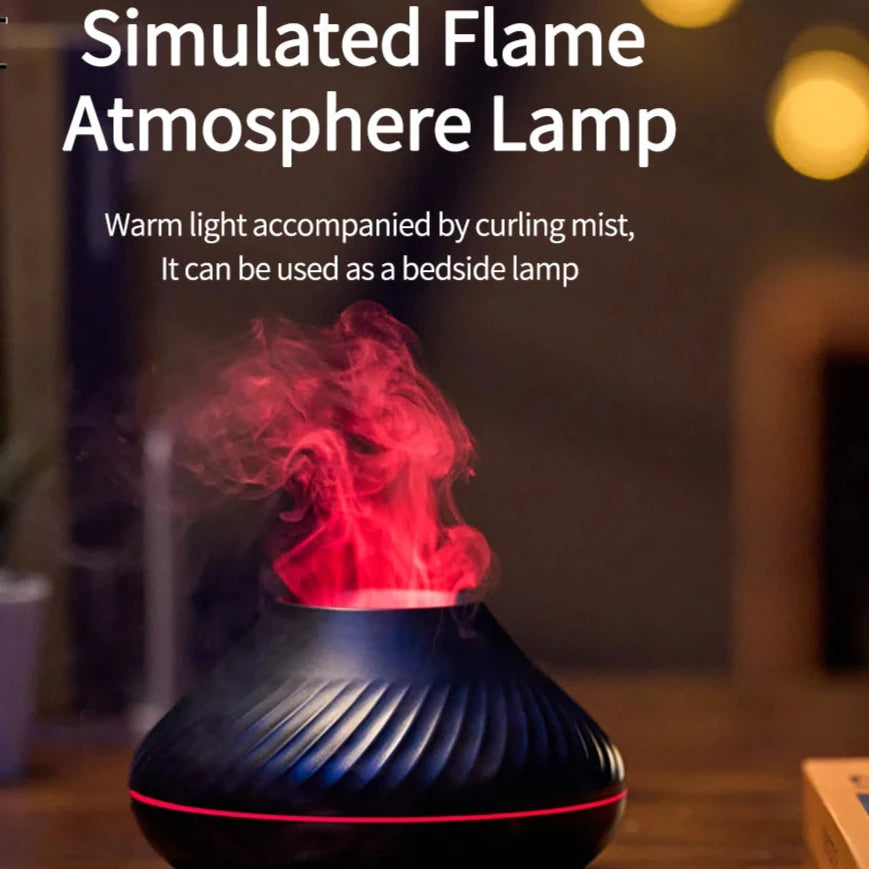 Portable Aroma Diffuser – 130ml USB Rechargeable, Night Light with Volcanic Flame Effect, Essential Oil Compatible
