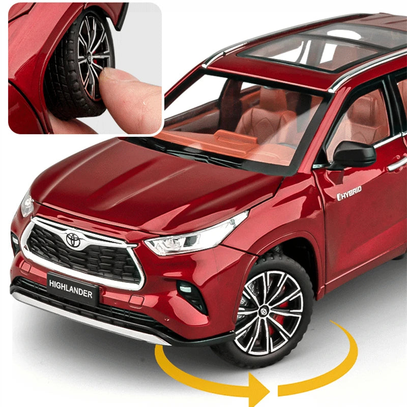 1:24 Highlander SUV Diecast Model – Alloy Toy Car with Sound & Light