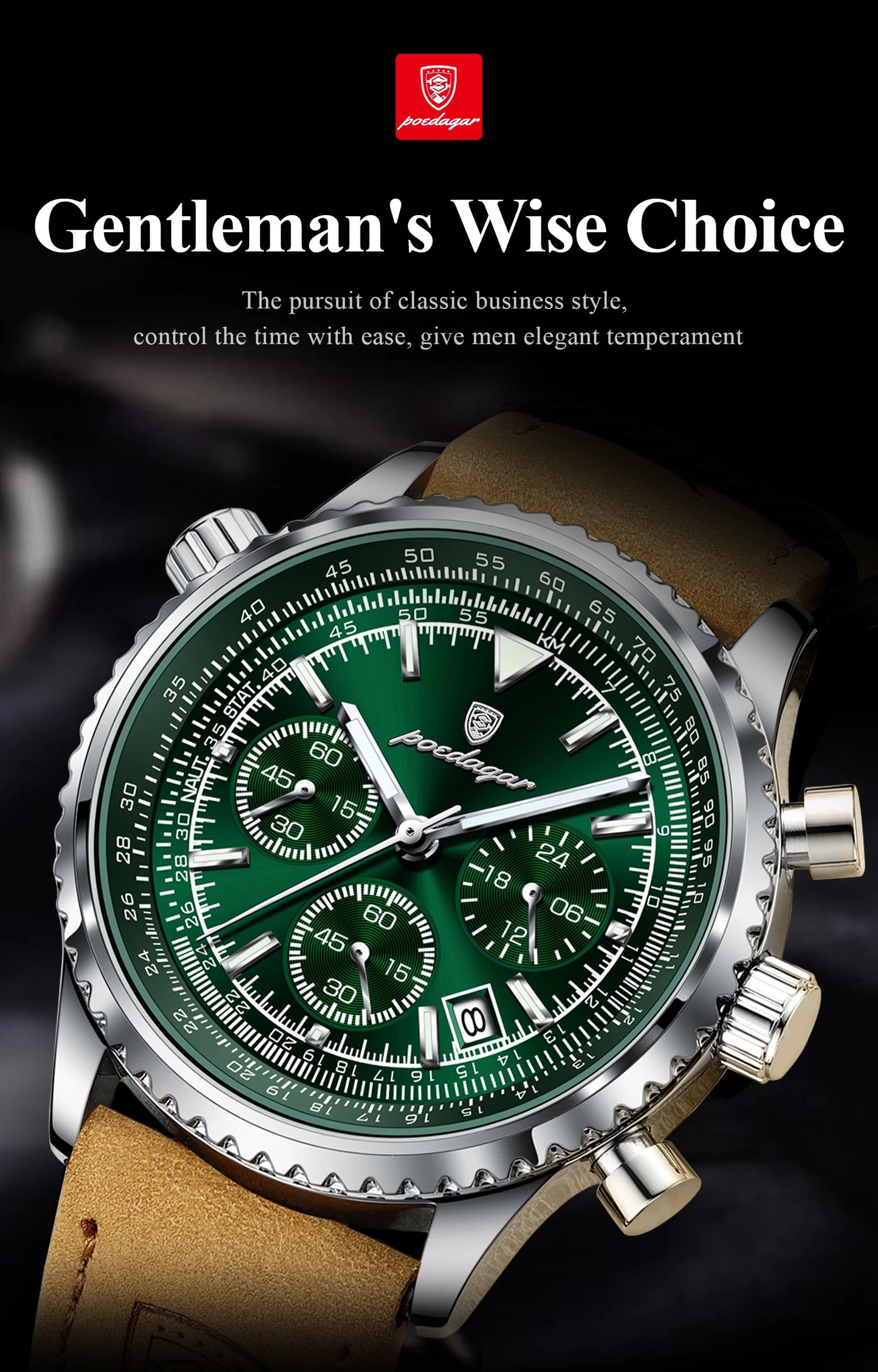 Luxury Waterproof Quartz Chronograph Watch for Men – Luminous Date & Military Style
