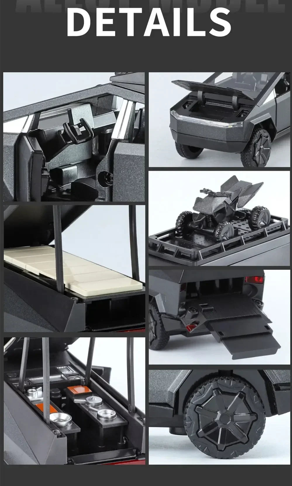 1:32 Cybertruck RV Diecast Model – Alloy Pickup Toy with Sound & Light