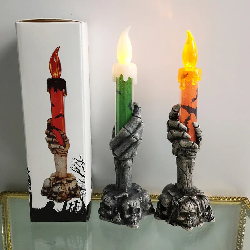 Halloween Skeleton & Ghost Candle Decorations – Pumpkin Party Decor for Home