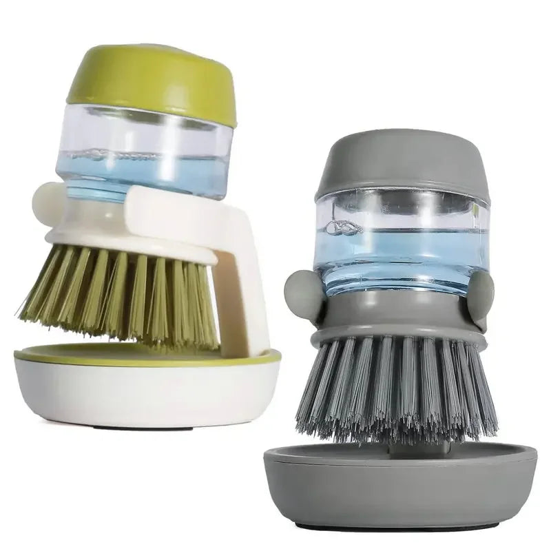 Dishwashing Brush with Soap Dispenser and Holder – Kitchen Scrubber for Easy Cleaning