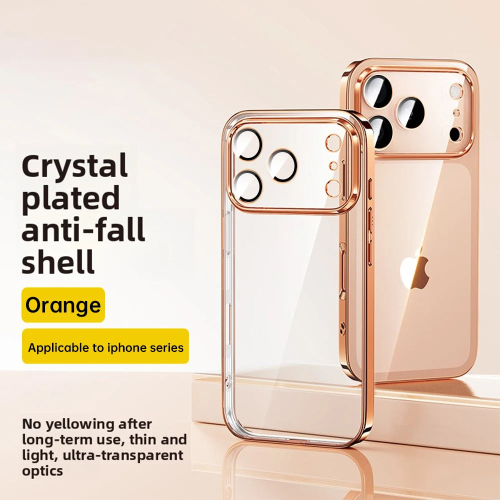 Clear Plating Case For Iphone 17 Pro & Pro Max – Shockproof Transparent TPU Cover With Lens Protector & Plating Bumper
