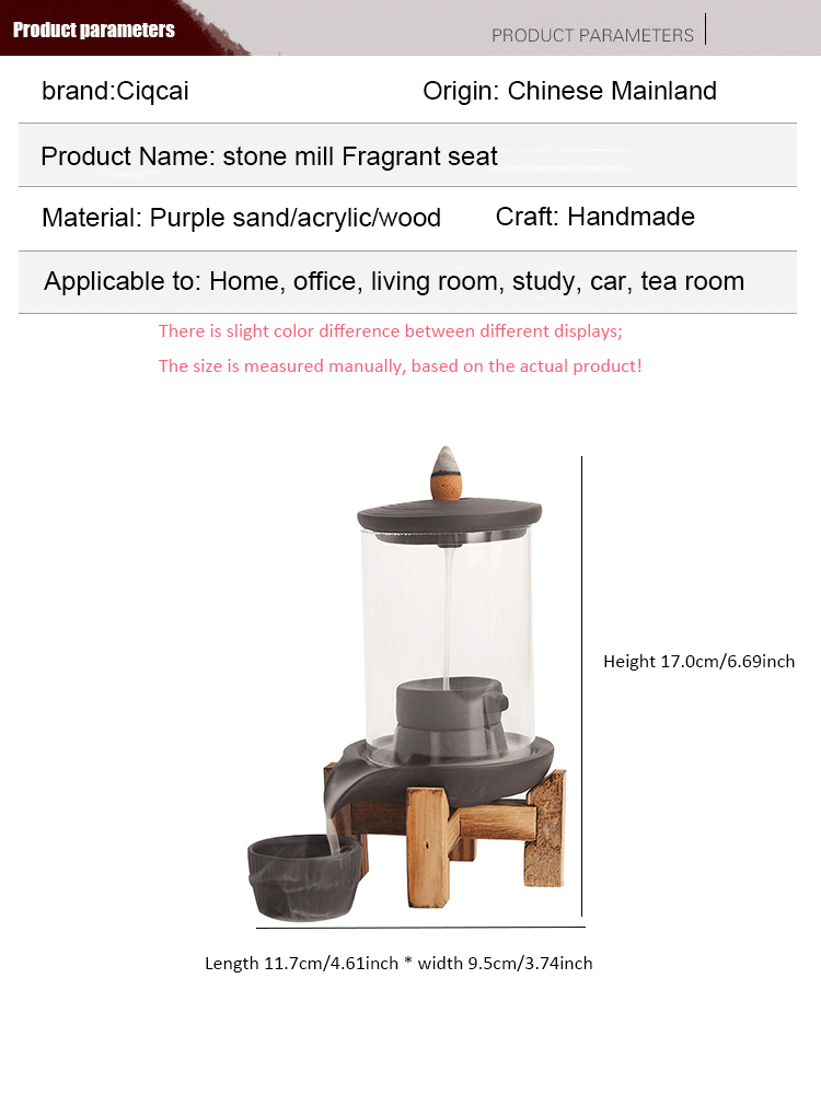 Purple Sand Backflow Incense Burner – Indoor Aroma Diffuser & Decorative Craft