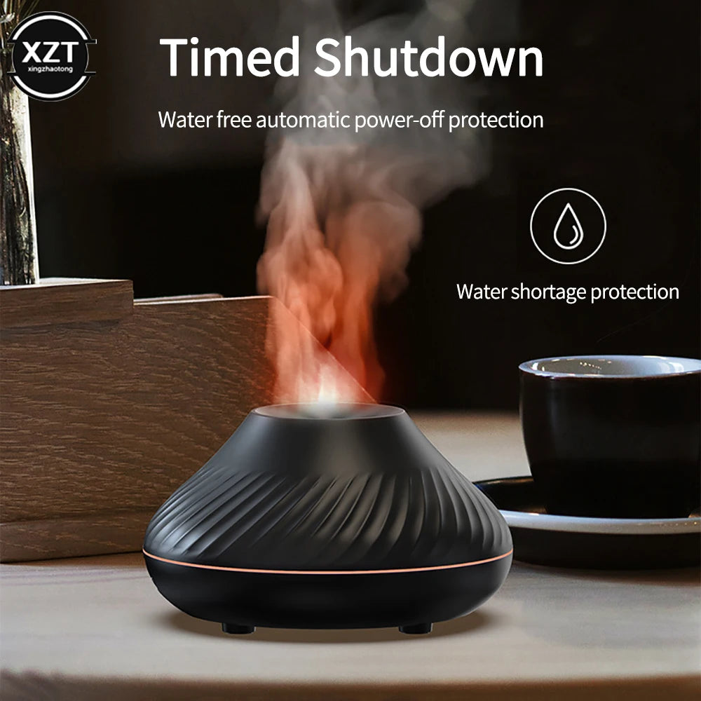 Portable Aroma Diffuser – 130ml USB Rechargeable, Night Light with Volcanic Flame Effect, Essential Oil Compatible