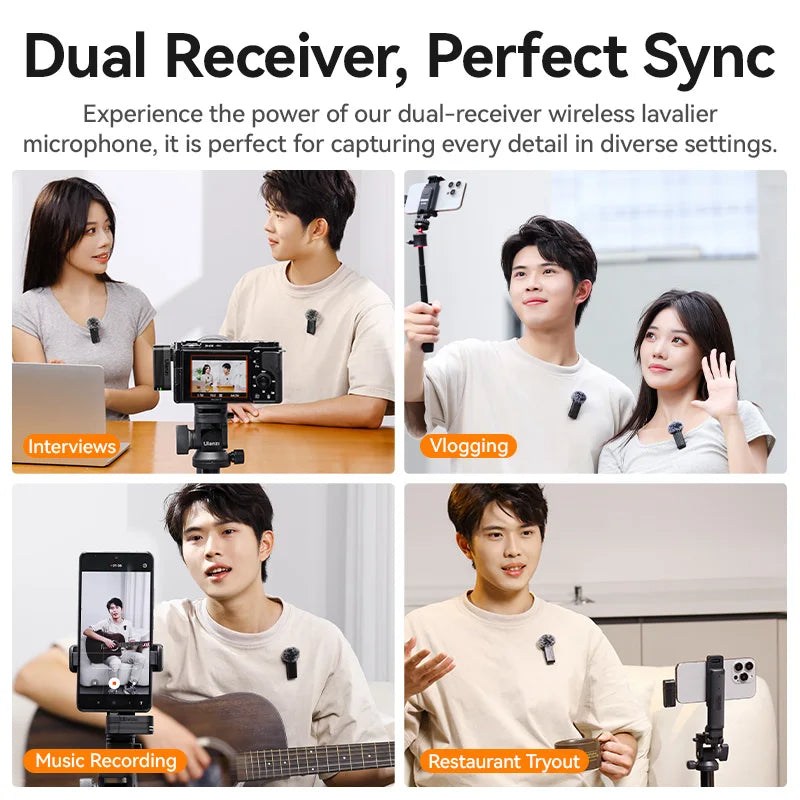 Ulanzi A100 Wireless Lavalier Microphone for iPhone & Camera