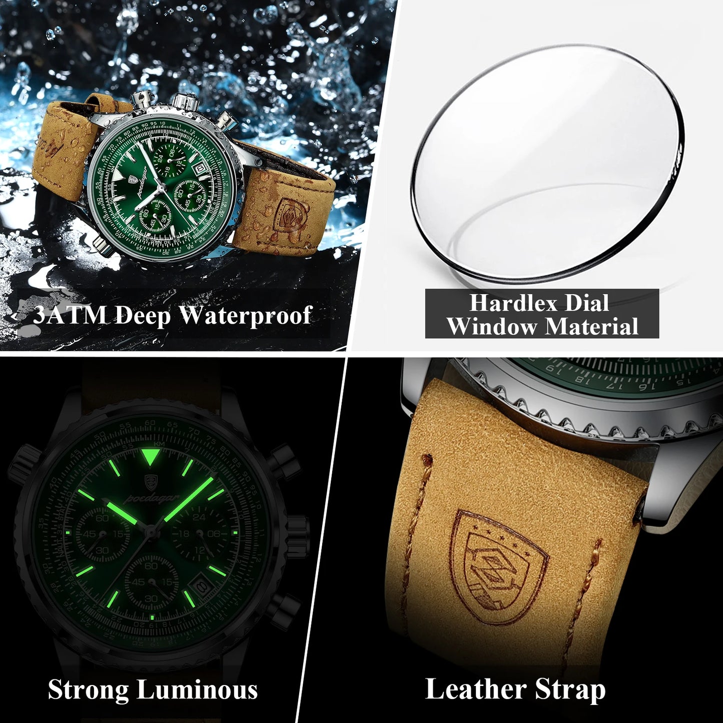 Luxury Waterproof Quartz Chronograph Watch for Men – Luminous Date & Military Style