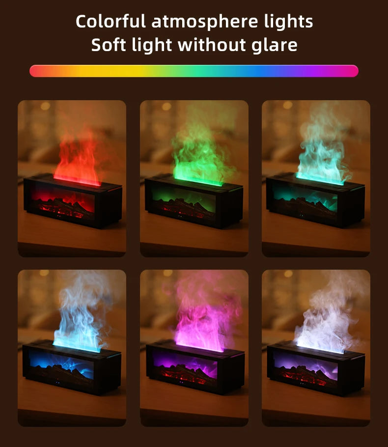 Fireplace Flame Humidifier – Simulated Aromatherapy & Ambient Light, USB Plug-In