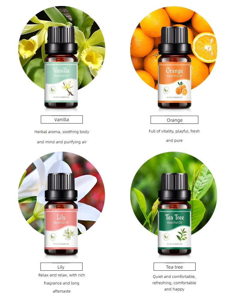 18 Fragrance Essential Oils Set - 10ml for Diffusers & Humidifiers