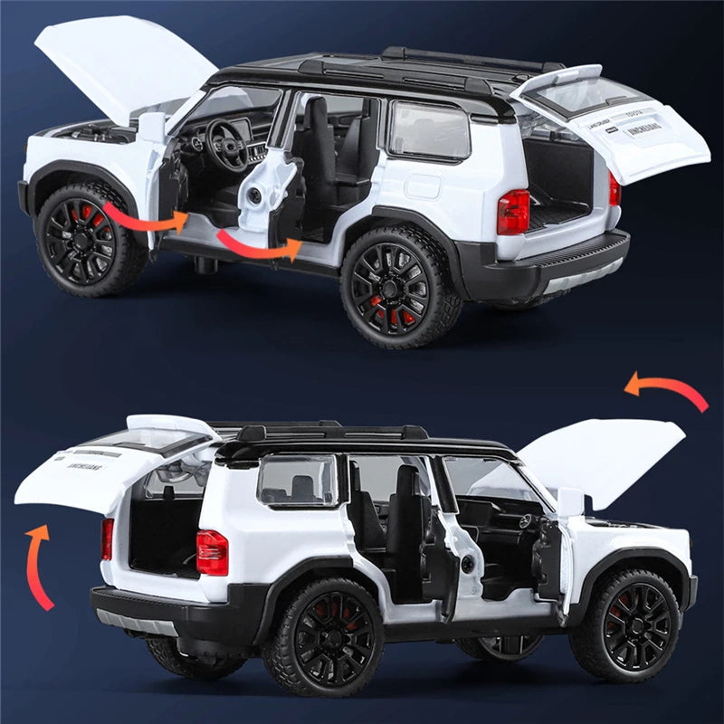 1:32 Toyota 2024 Prado Land Cruiser SUV Diecast Metal Car Toy with Sound & Light