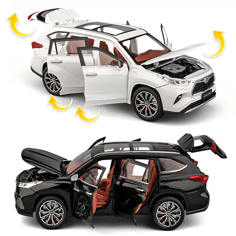 1:24 Highlander SUV Diecast Model – Alloy Toy Car with Sound & Light