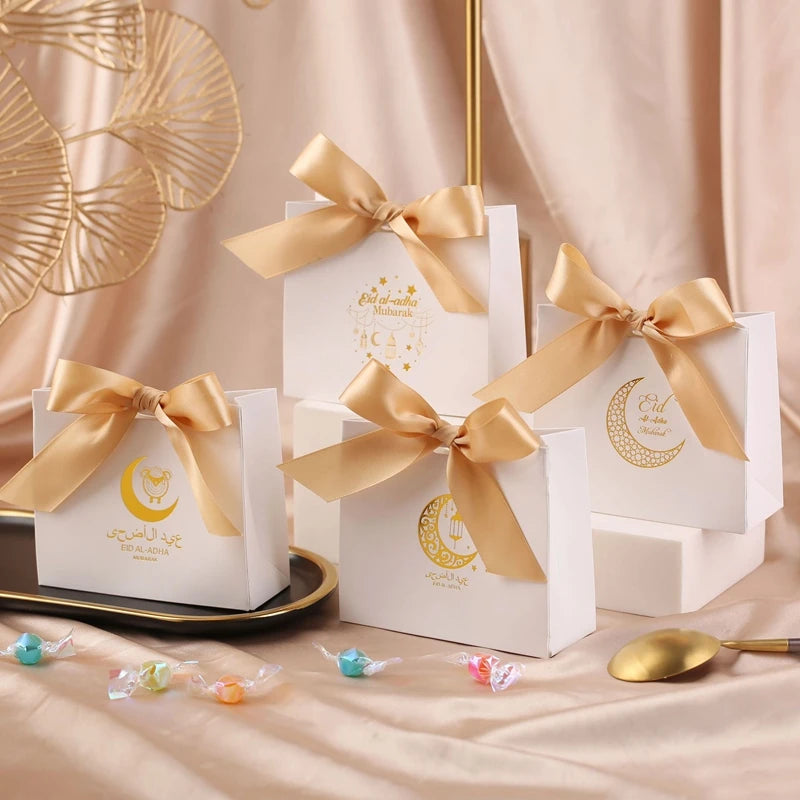 Eid Mubarak Candy Boxes - 10/20pcs Kraft Paper Gift Packing for Ramadan Kareem Party Supplies 2025