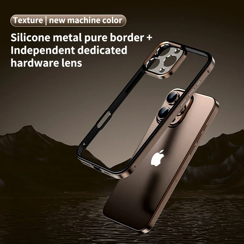 Metal Frame Bumper Case for iPhone 16/15 Pro Max - Shockproof Lens Protection
