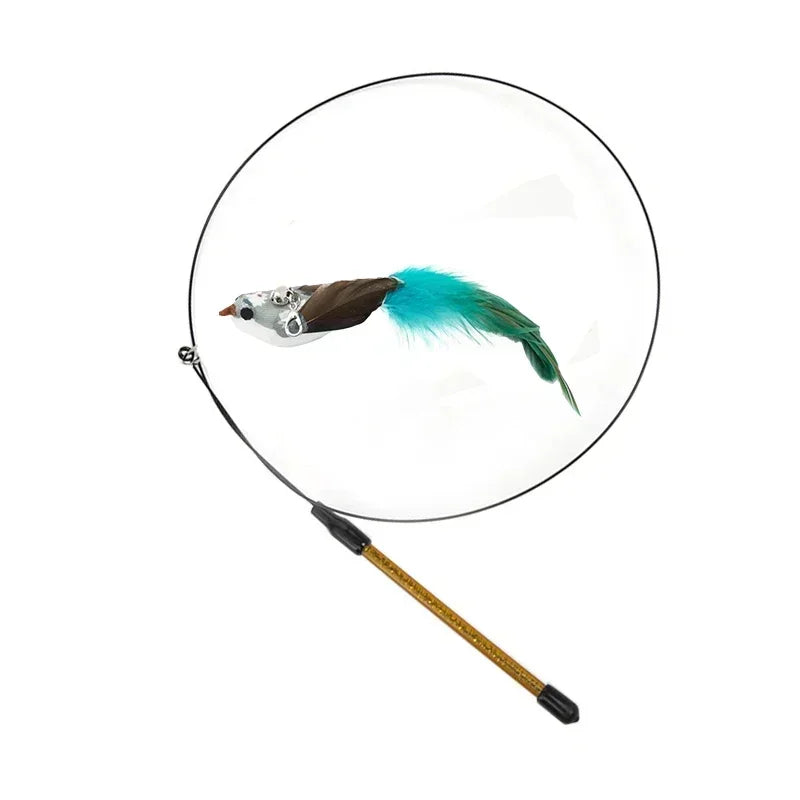 Interactive Simulation Bird Cat Toy – Teaser Wand with Bell and Suction Cup