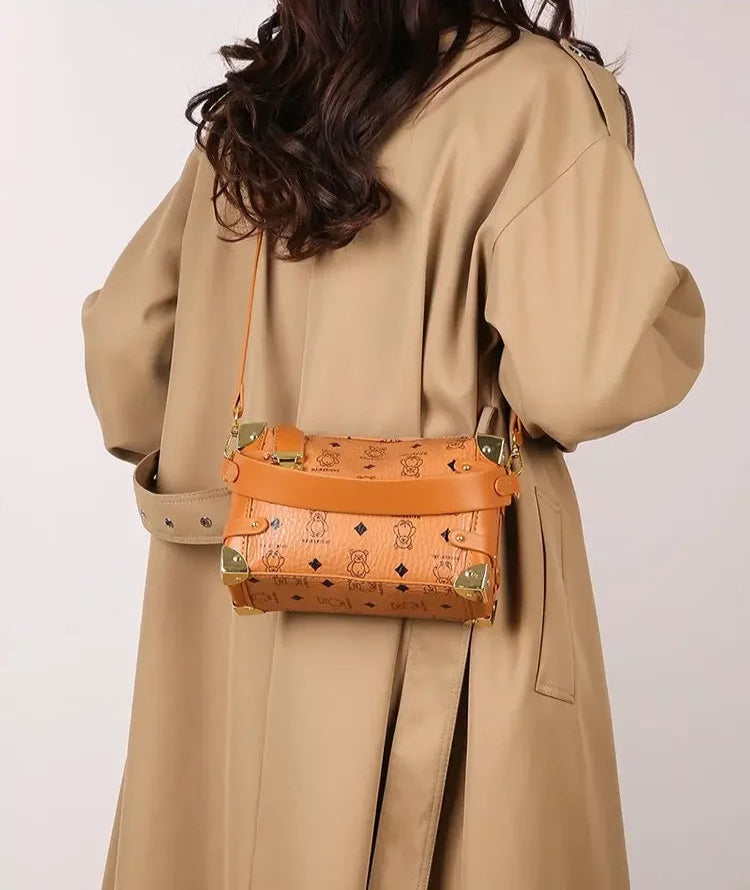 Women's 2025 Small PU Leather Square Shoulder Bag – Zipper Closure, Stylish Messenger Purse for Market, Gym, and City Walk