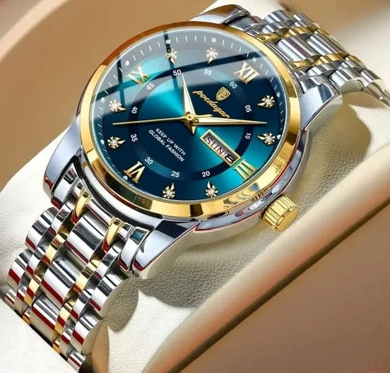 Men's Luxury Sports Watch – Waterproof Quartz with Luminous Date & Week Display