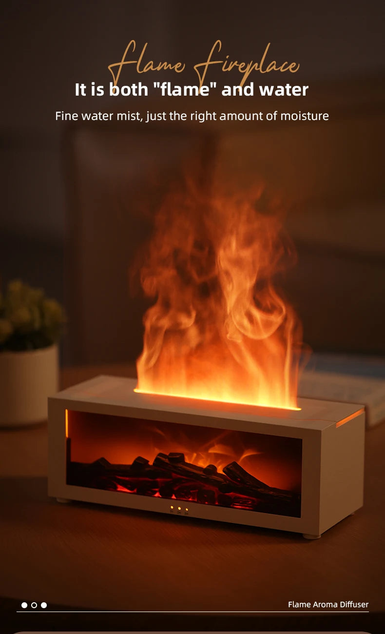Fireplace Flame Humidifier – Simulated Aromatherapy & Ambient Light, USB Plug-In