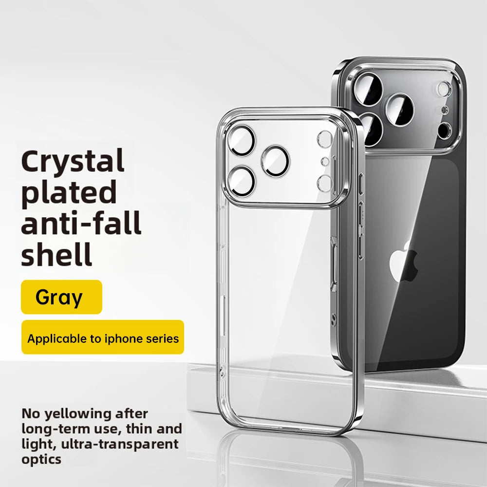 Clear Plating Case For Iphone 17 Pro & Pro Max – Shockproof Transparent TPU Cover With Lens Protector & Plating Bumper