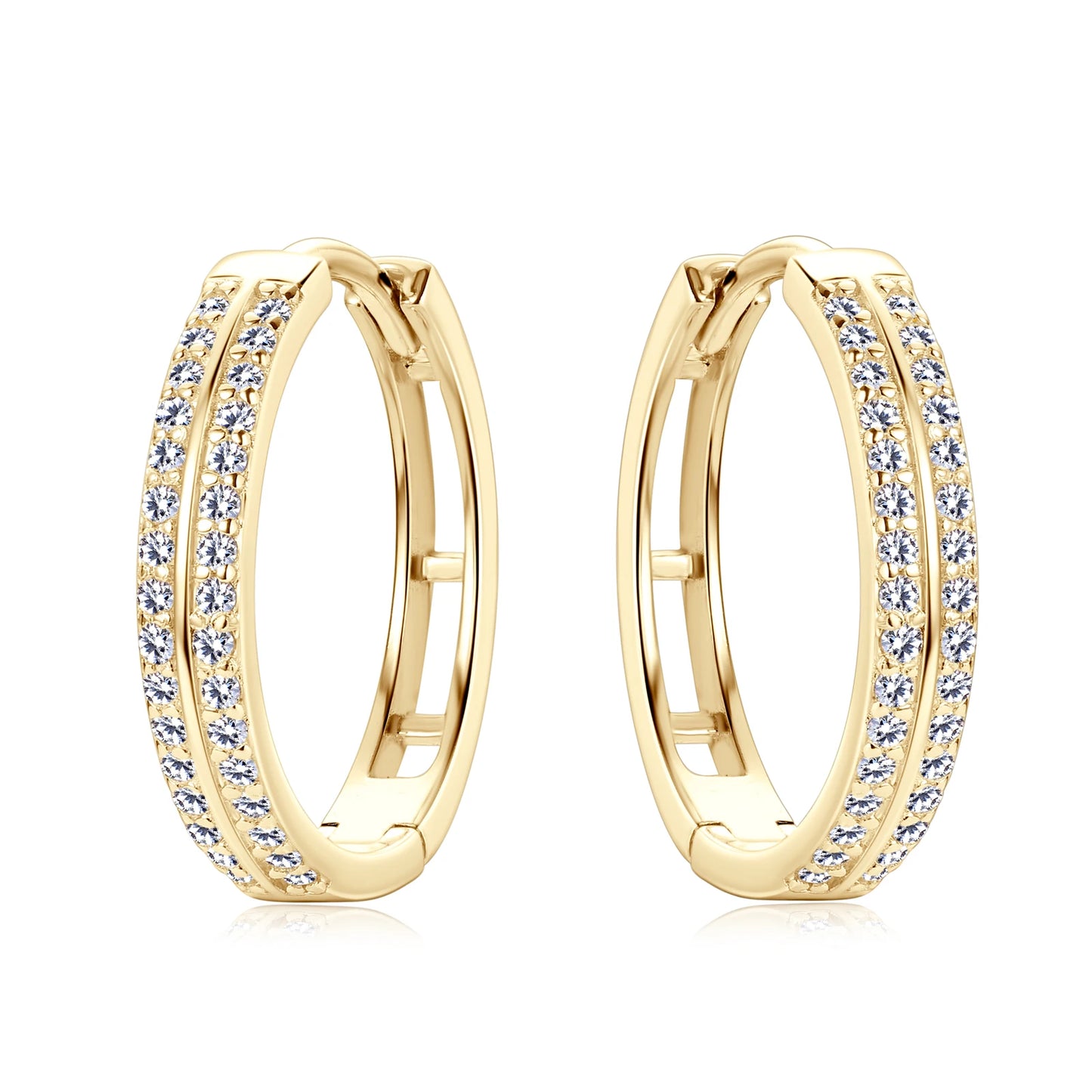 14K Gold Plated Moissanite Hoop Earrings – Real S925 Sterling Silver Fine Jewelry for Women