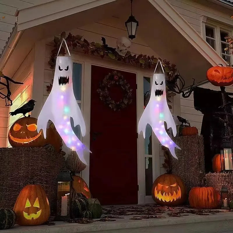 Halloween LED Light Hanging Ghost – Glowing Spooky Lamp for Indoor & Outdoor Halloween Party Decoration
