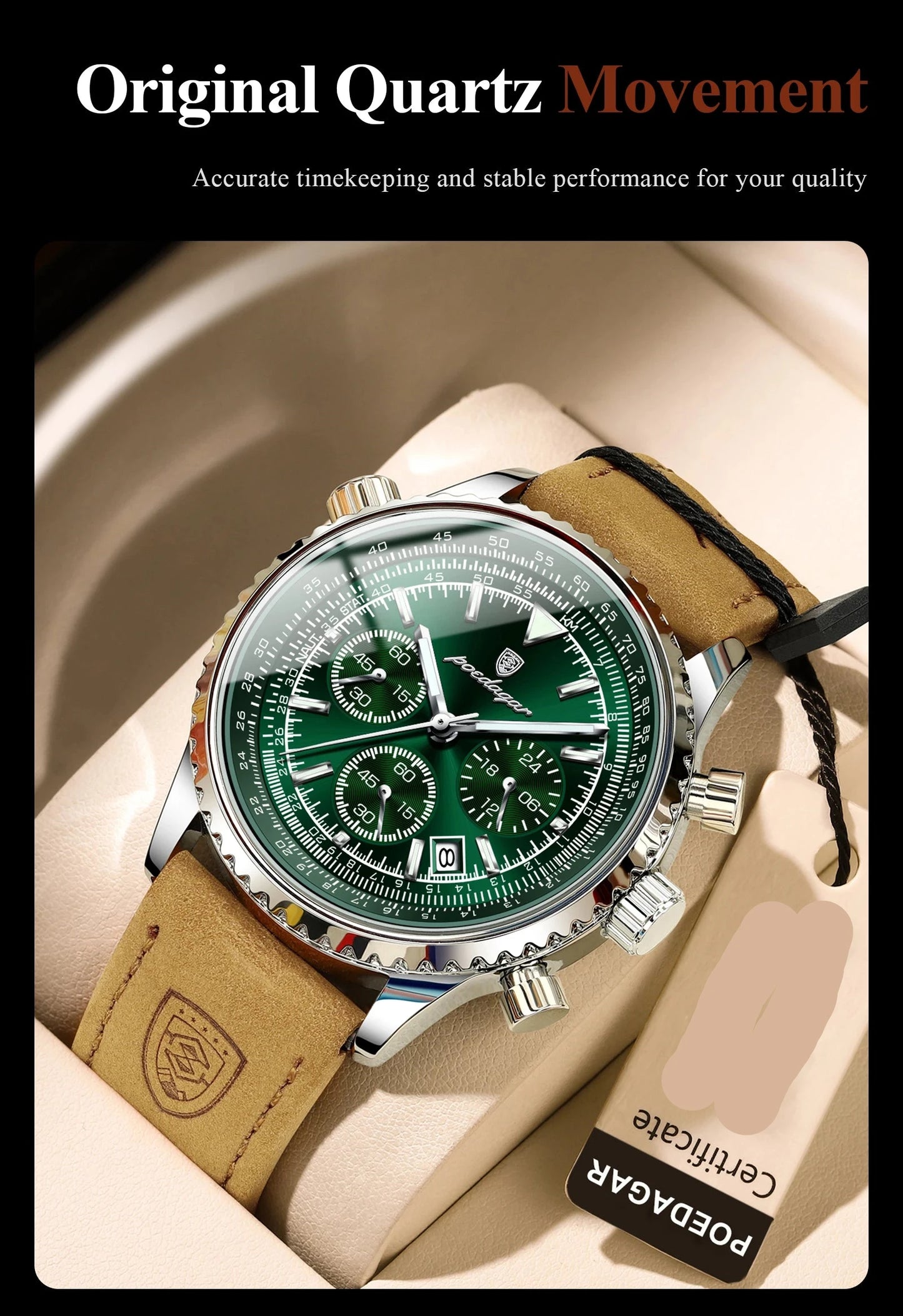 Luxury Waterproof Quartz Chronograph Watch for Men – Luminous Date & Military Style