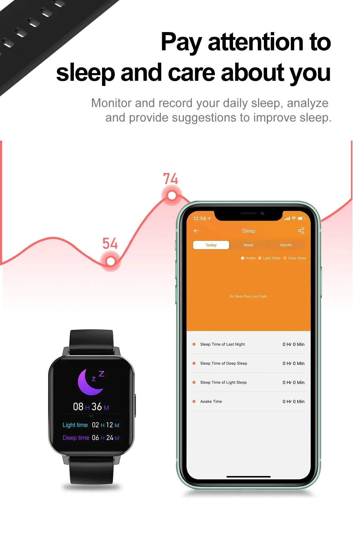 2024 Zordai DTX Smart Watch - Body Sleep Monitor, Heart Rate Tracker, IP67 Waterproof