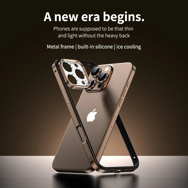 Metal Frame Bumper Case for iPhone 16/15 Pro Max - Shockproof Lens Protection