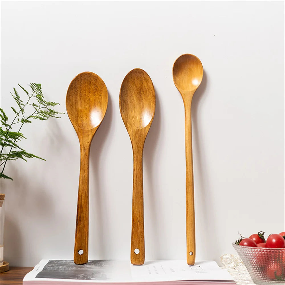 Bamboo Wooden Cooking Spoon – Versatile Soup Teaspoon & Stirring Utensil for Kitchen Supplies