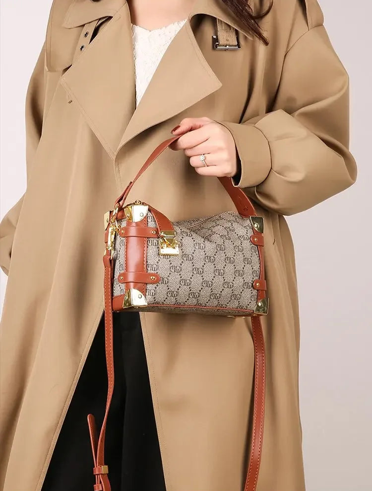 Women's 2025 Small PU Leather Square Shoulder Bag – Zipper Closure, Stylish Messenger Purse for Market, Gym, and City Walk