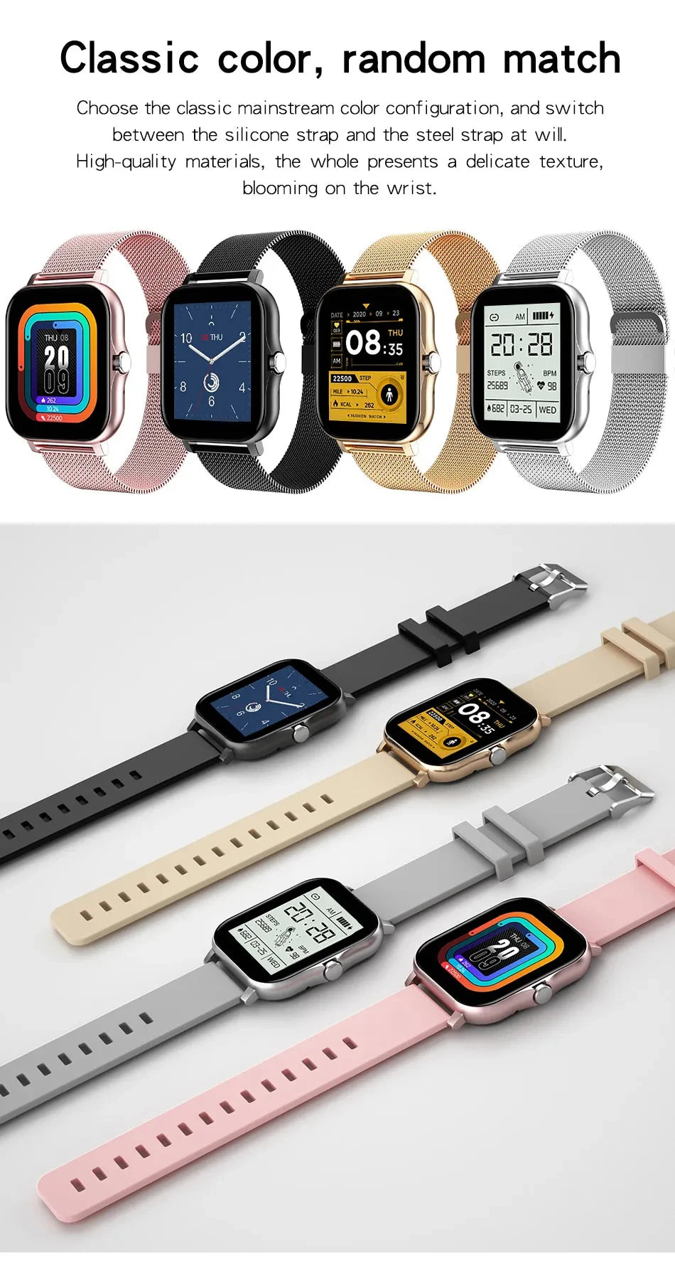 2024 Smartwatch for Men & Women – Full Touch Screen, Fitness Tracker, BT Call, Waterproof Sports Watch