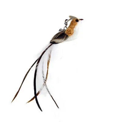Natural Feather Cat Teaser Replacement Head – Bite-Resistant Toy with Bells
