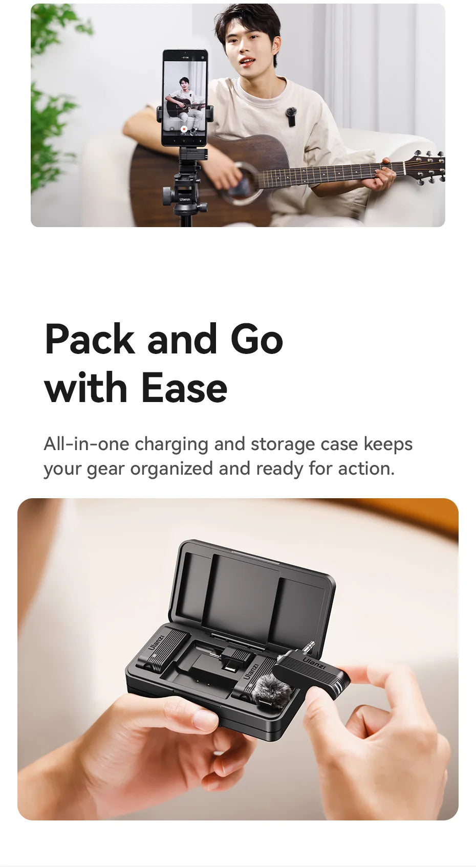 Ulanzi A100 Wireless Lavalier Microphone for iPhone & Camera