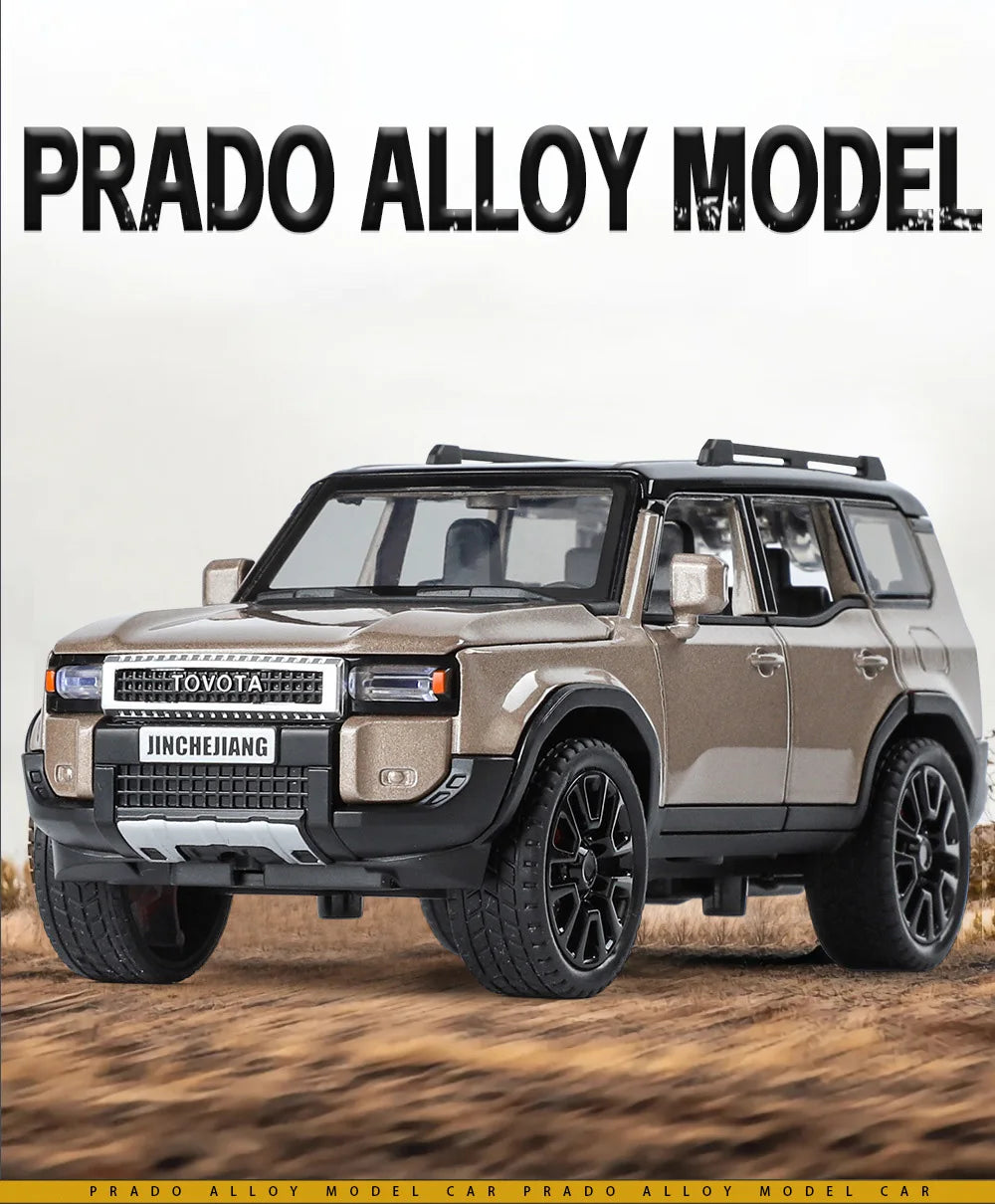 1:32 Toyota 2024 Prado Land Cruiser SUV Diecast Metal Car Toy with Sound & Light