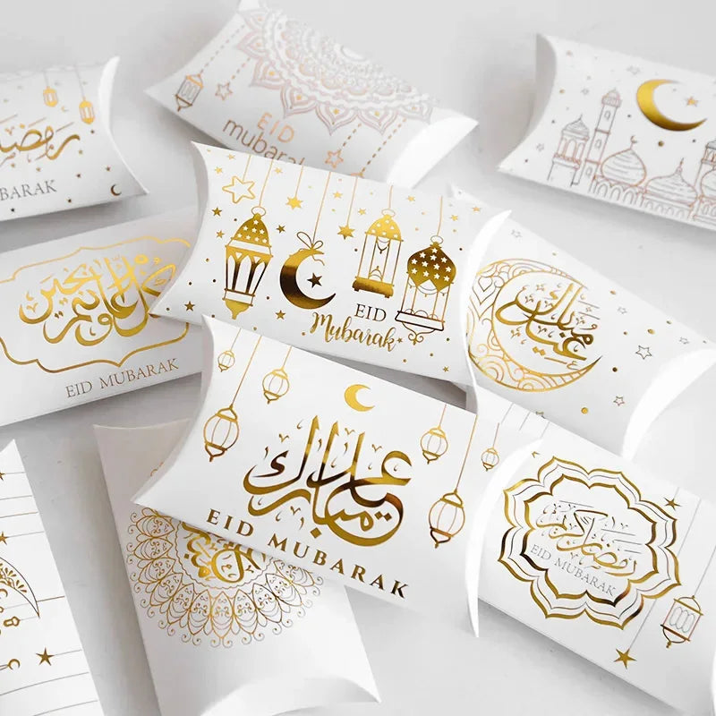 Eid Mubarak Candy Boxes - 10/20pcs Kraft Paper Gift Packing for Ramadan Kareem Party Supplies 2025