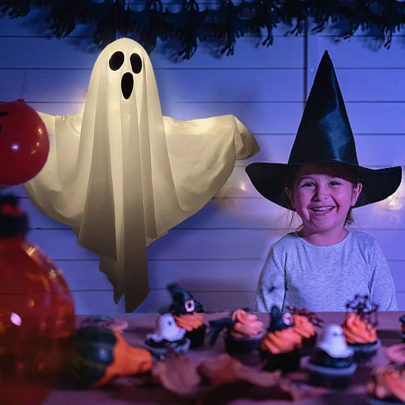 Halloween LED Glow Ghost – Hanging Horror Prop with Lights for Indoor & Outdoor Haunted House Decoration