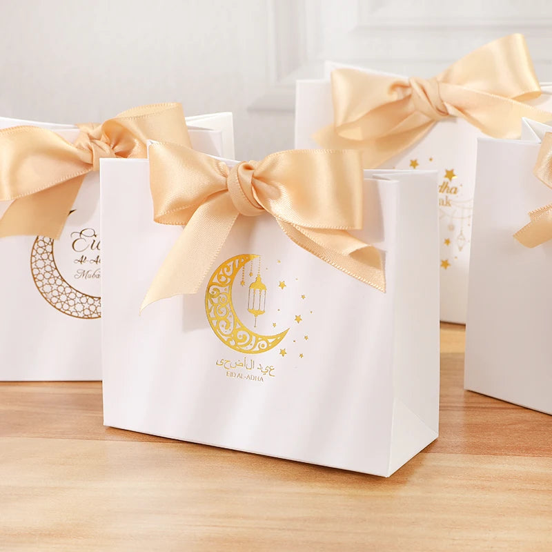 Eid Mubarak Candy Boxes - 10/20pcs Kraft Paper Gift Packing for Ramadan Kareem Party Supplies 2025