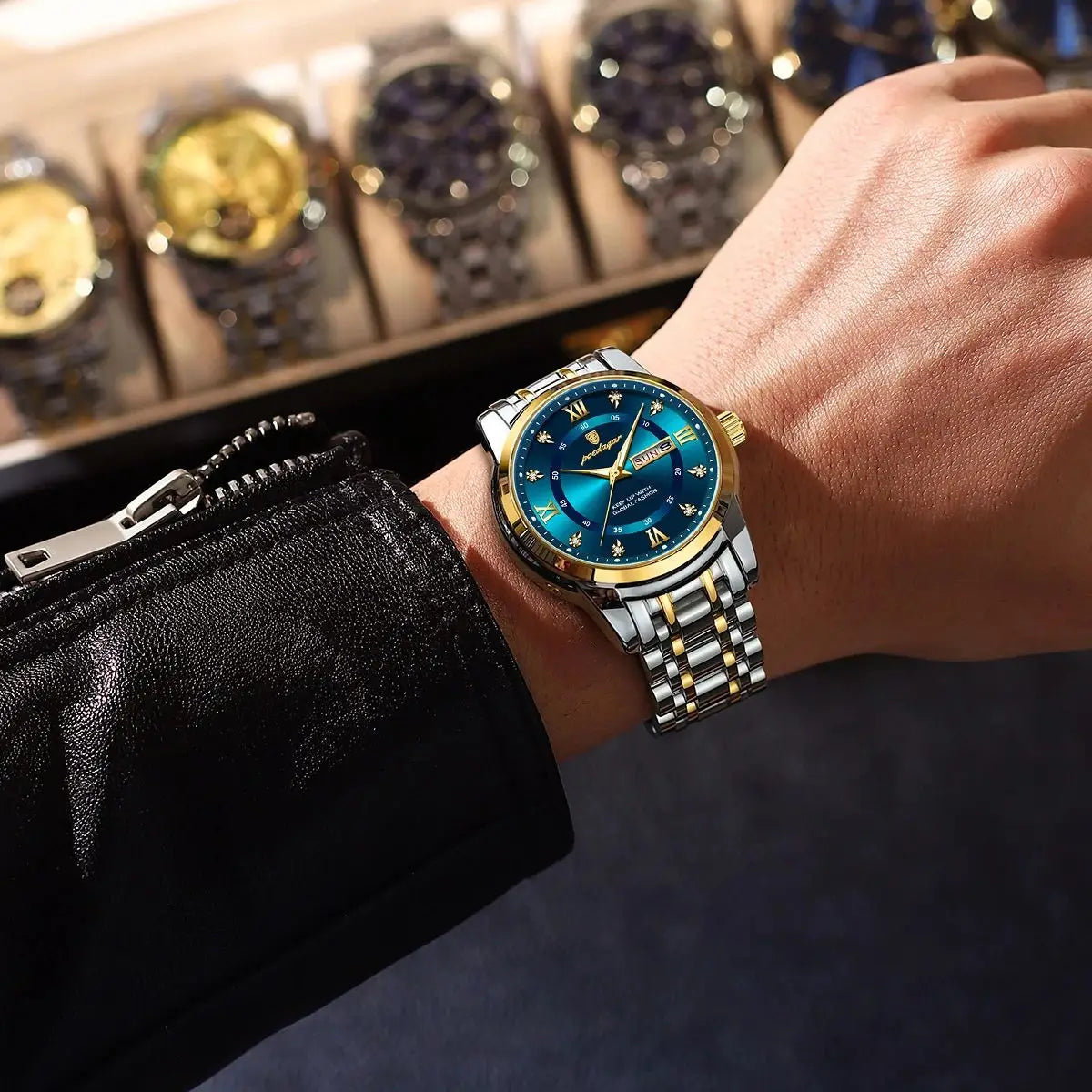 Men's Luxury Sports Watch – Waterproof Quartz with Luminous Date & Week Display