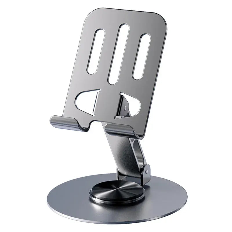 All-Metal Aluminum 360° Rotating Phone Holder – Universal Foldable Desk Stand with Double Shaft Design, Anti-Fall Stability